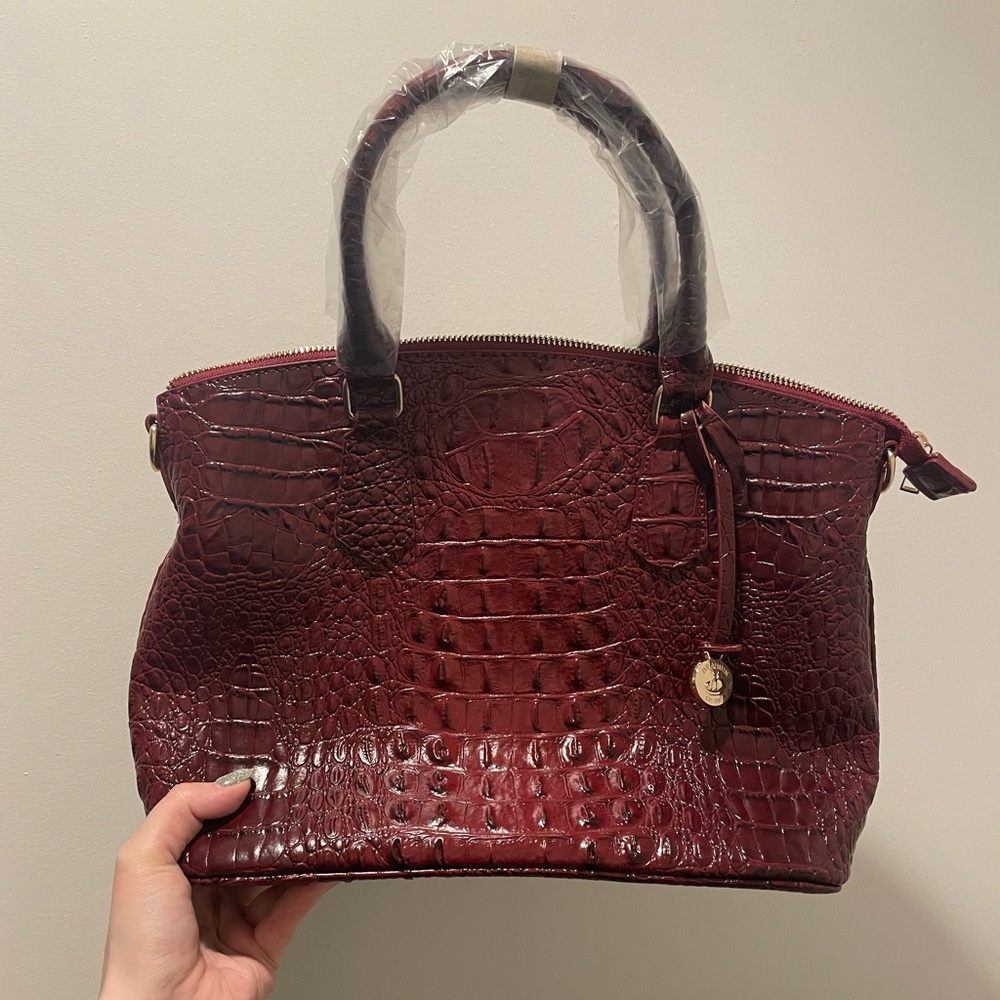 Brahmin Brown Crocodile Satchel Handbag with Removable Strap NWOT - Picture 2 of 7